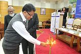 3. Dr Arvind Girolkar, Principal, D B Girls' P G (Autonomous) College, Lighting the ceremonial lamp